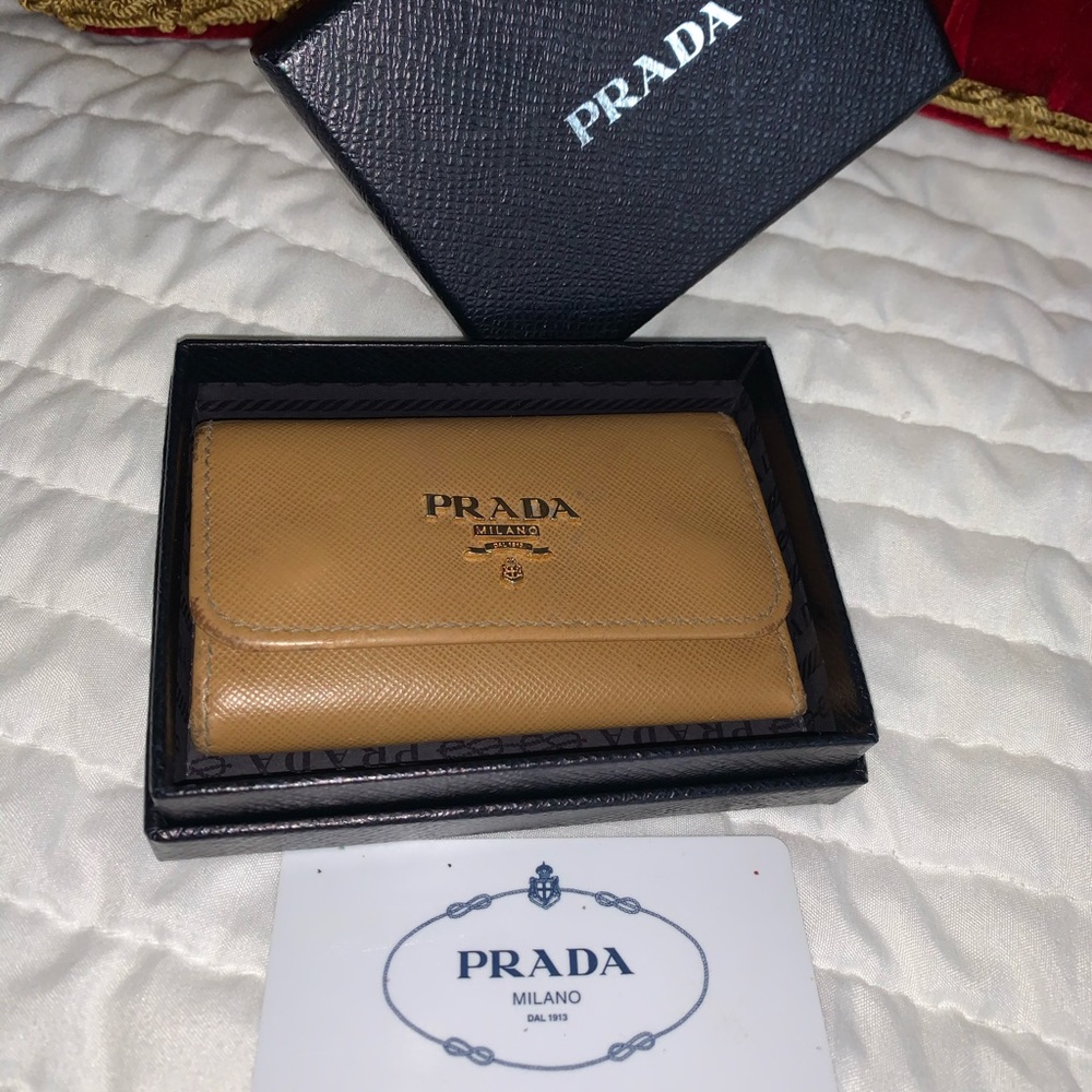 Authentic Prada unisex leather card & keys wallet